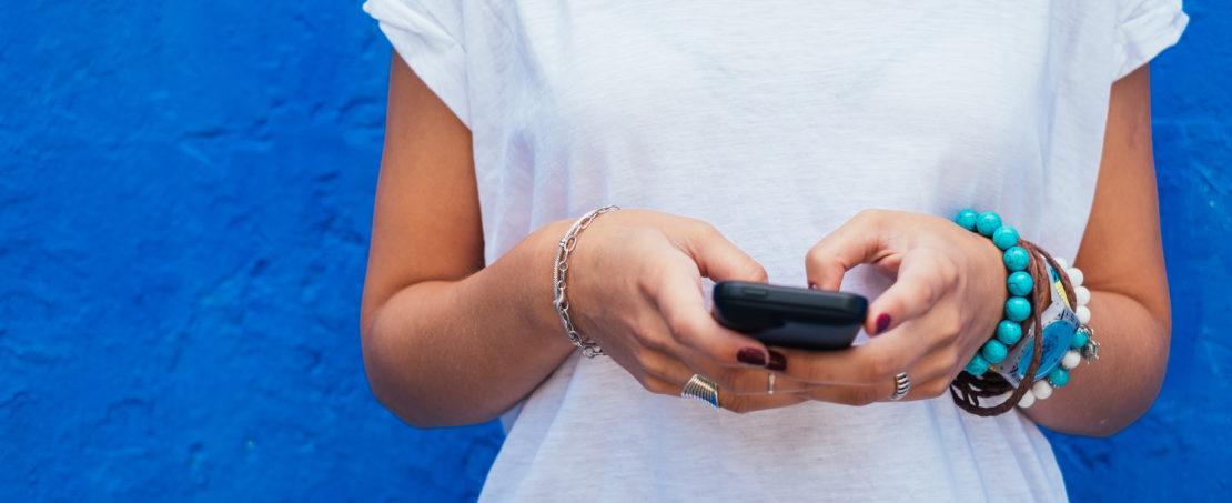 woman on mobile phone image